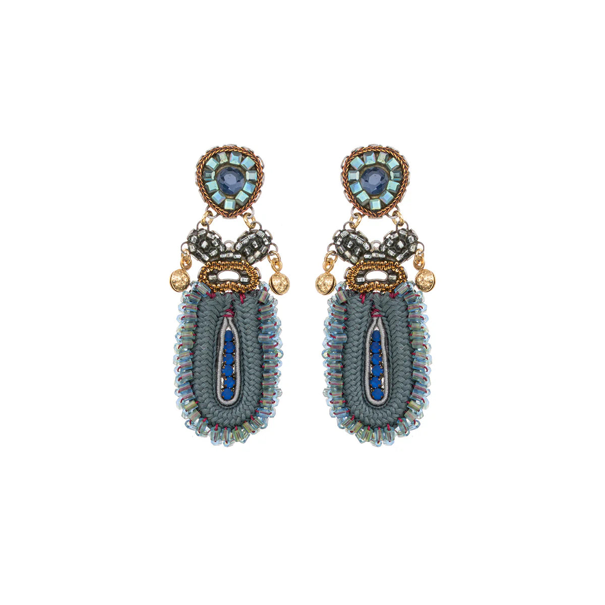 Mid Season Set, Blue Beaded Uli Earrings