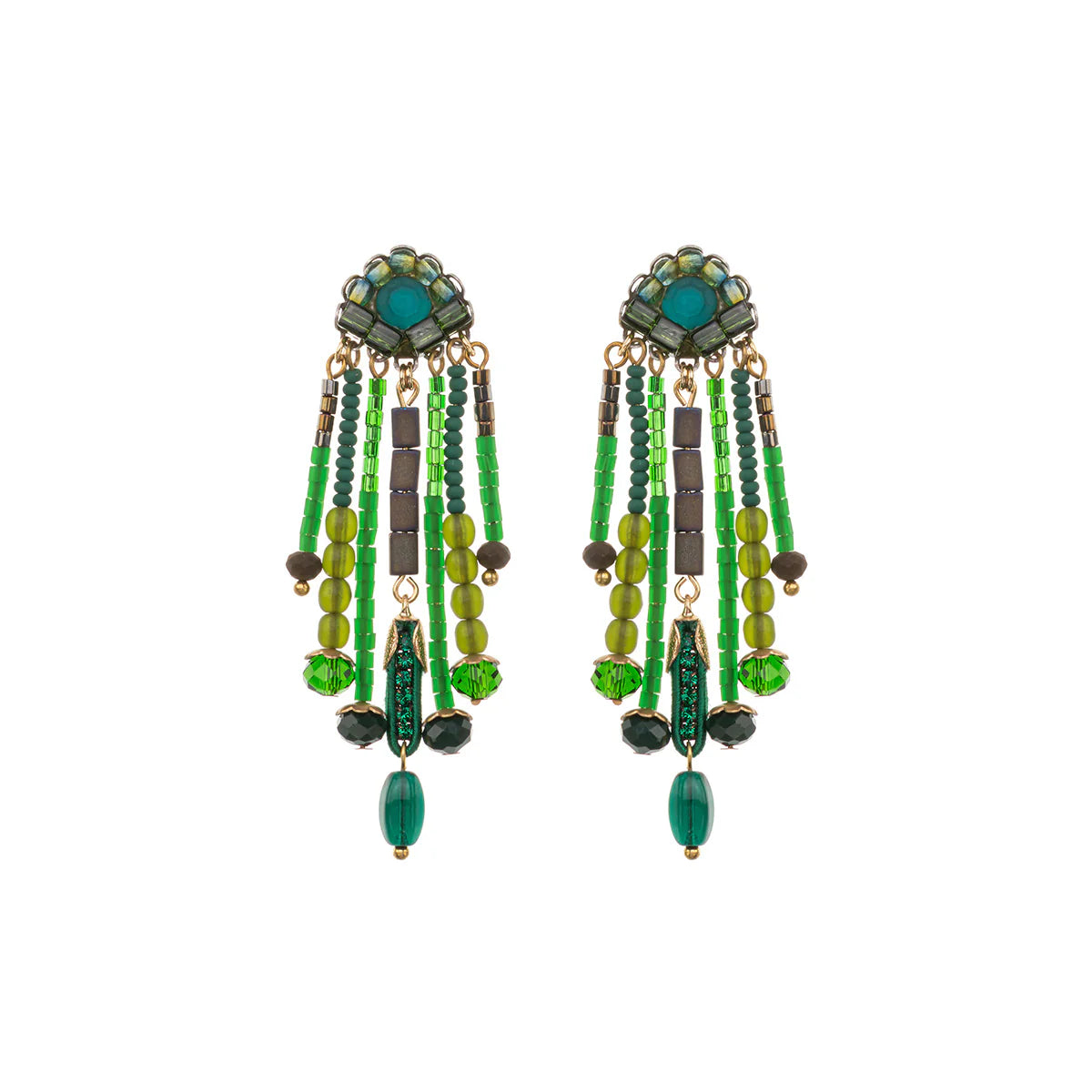 Mid Season Set, Long Beaded Bela Earrings