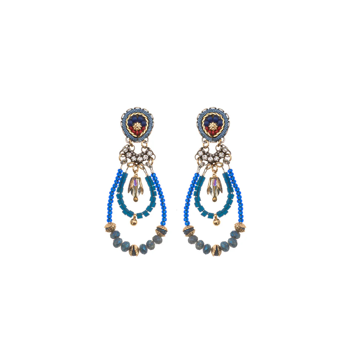Mid Season Set, Blue Beaded Chike Earrings