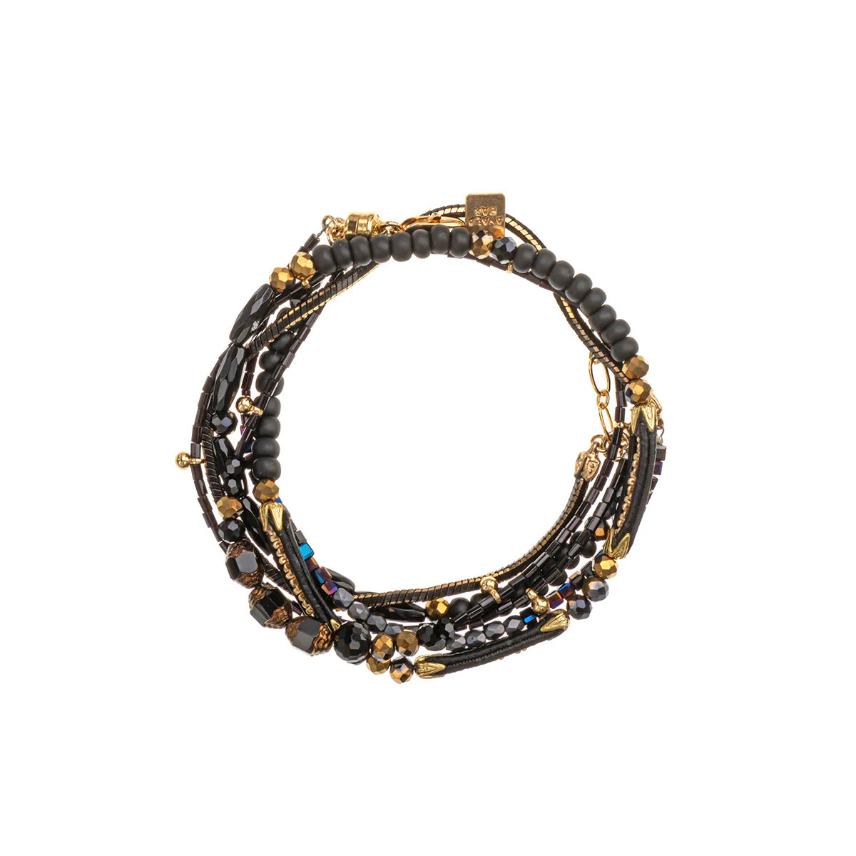 Mid Season Set, Black - Gold Beaded Nayara Bracelet