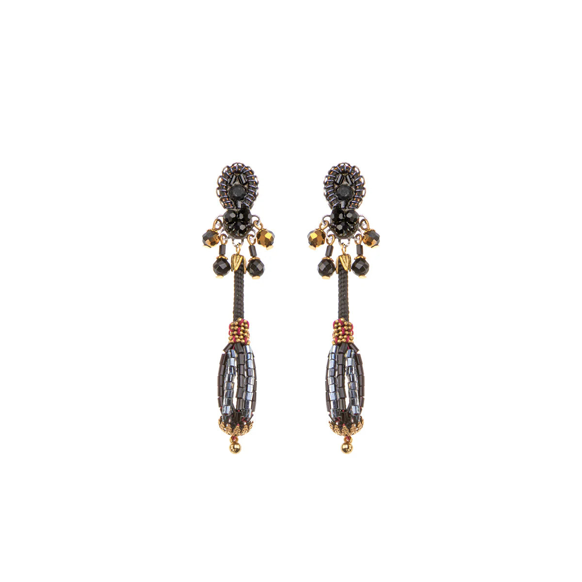 Mid Season Set, Long Beaded Koa Earrings