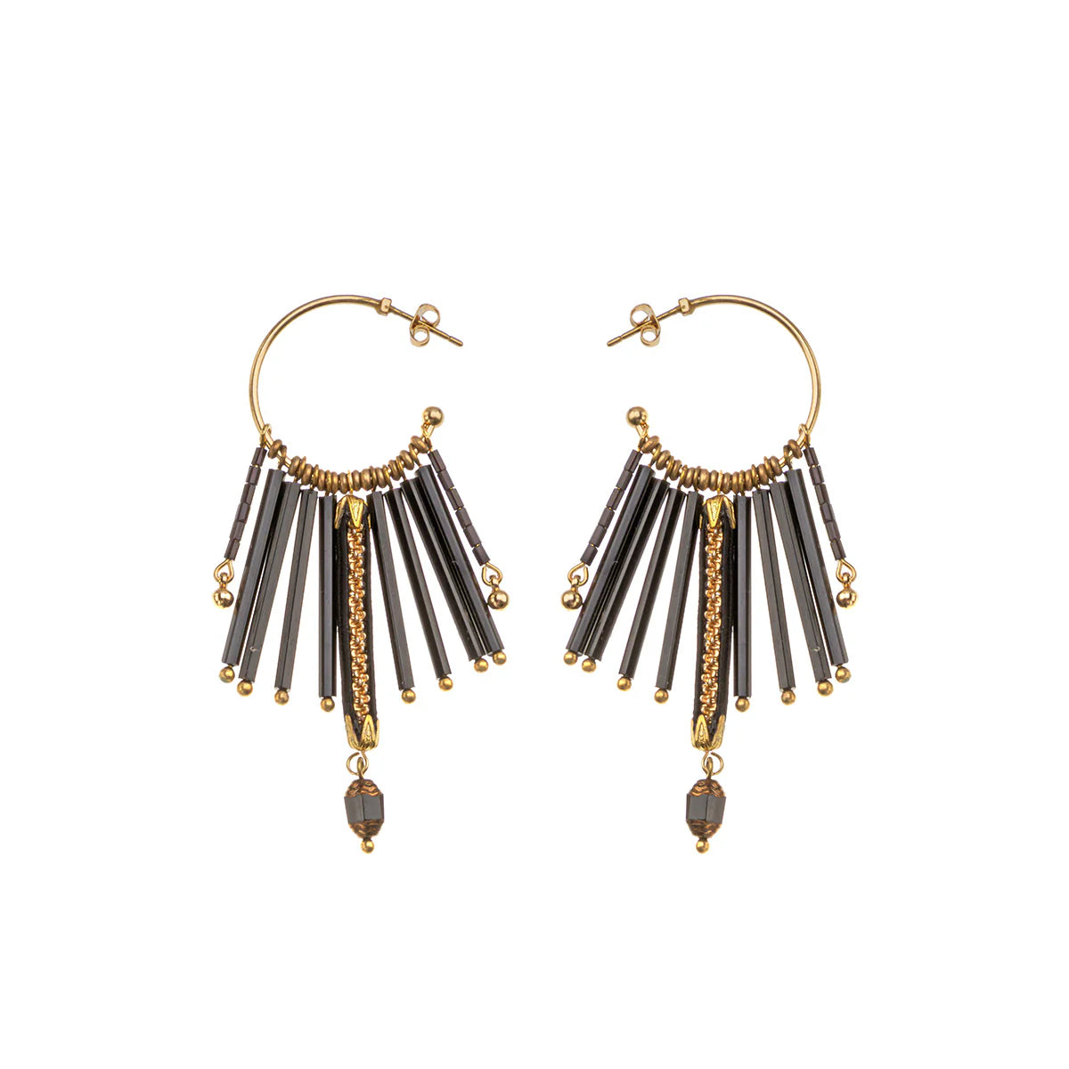Mid Season Set, Black Hoop Asha Earrings